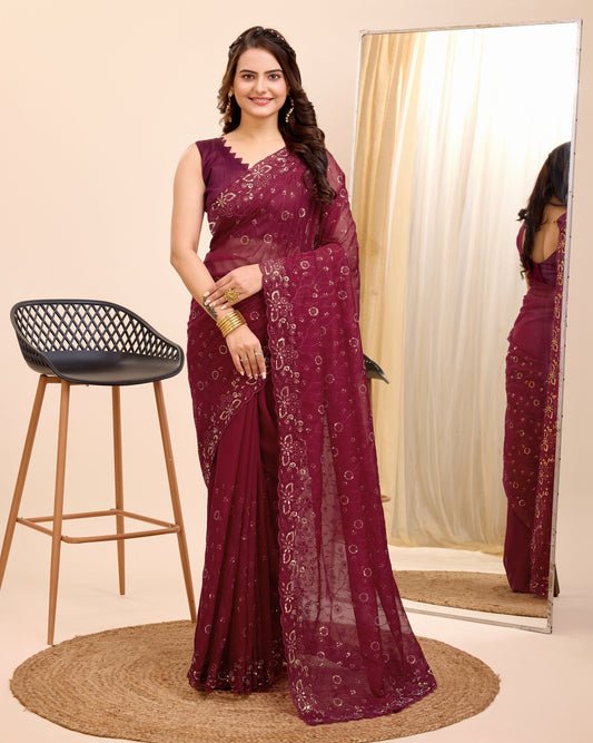 Beautiful Premium Soft Organza Silk Saree.