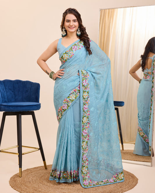 New Designer Premium Tibby Silk Saree.