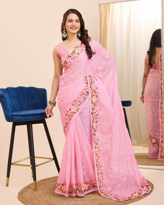 New Designer Premium Tibby Silk Saree.