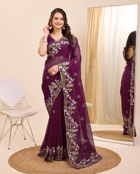 Attractive Designer Premium Tibby Silk Saree.