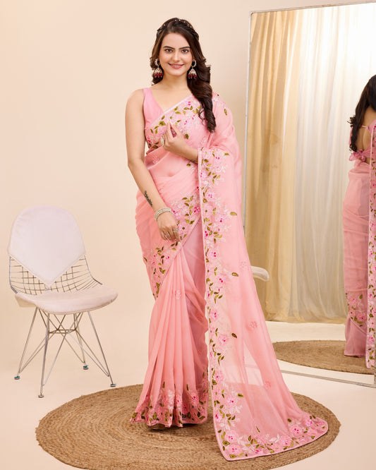 Attractive Designer Premium Tibby Silk Saree.