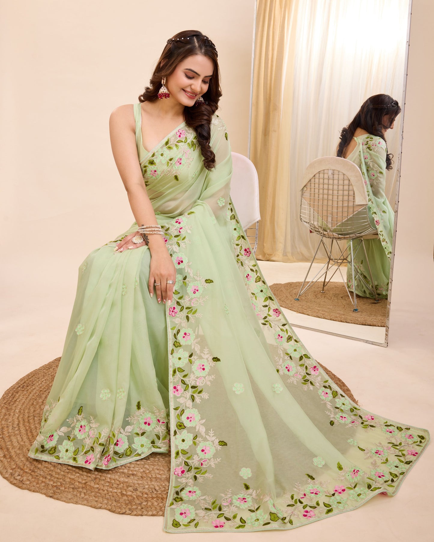 Attractive Designer Premium Tibby Silk Saree.