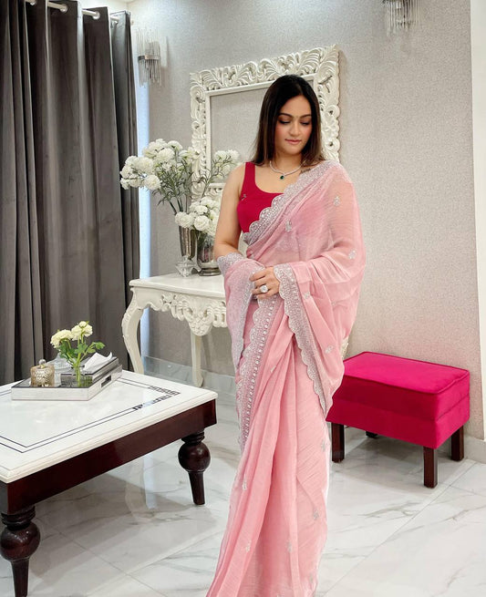 Pretty Look Pink Jimmy Choo Saree Collection.