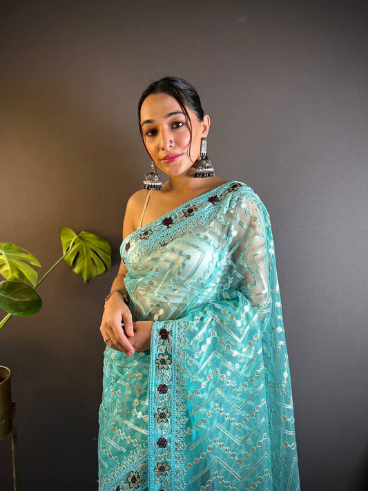 Amazing Designer Party Wear Butterfly Net Saree Collection.