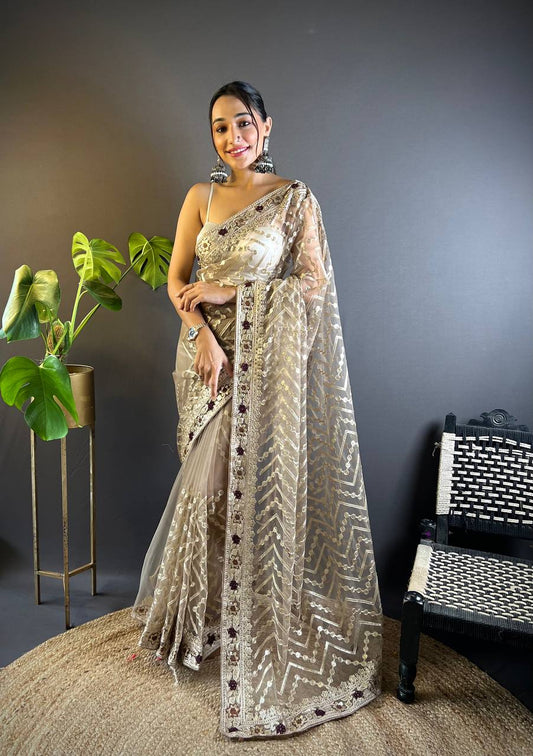 Latest Designer Trendy Butterfly Soft Net Saree Collection.