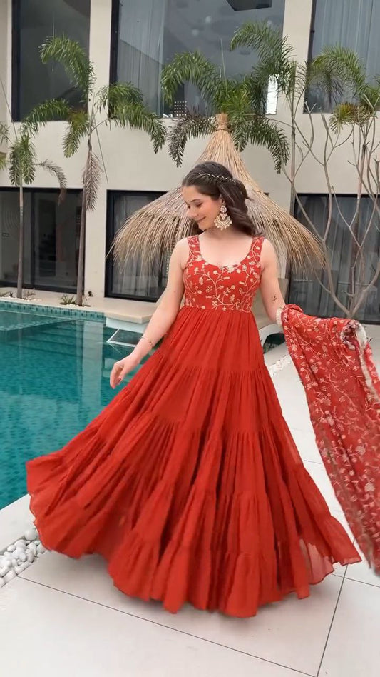 Most Trendy Designer Full Flaired Gown Collection.