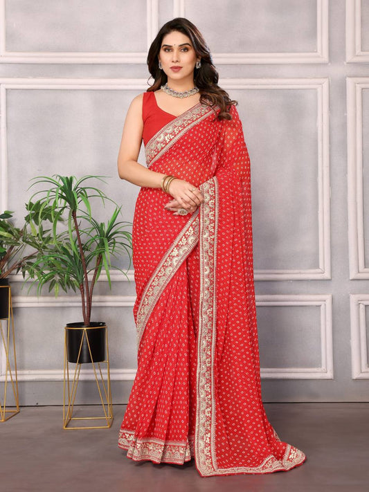 Beautiful Ocassions Wear Bandhni Special Saree.