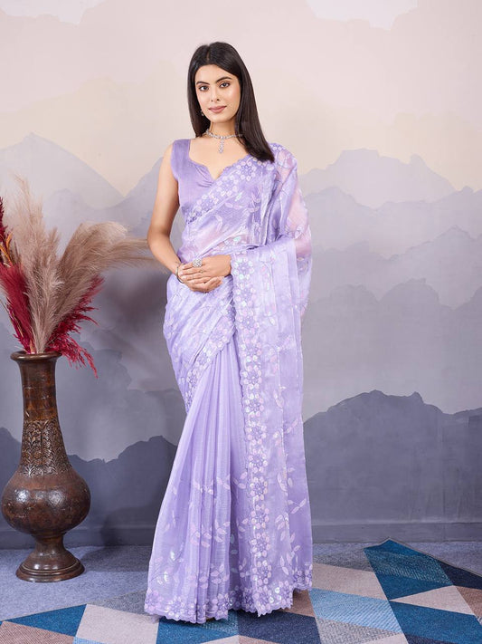 Amazing Designer Ocassion Wear Special Lavender Saree Collection.