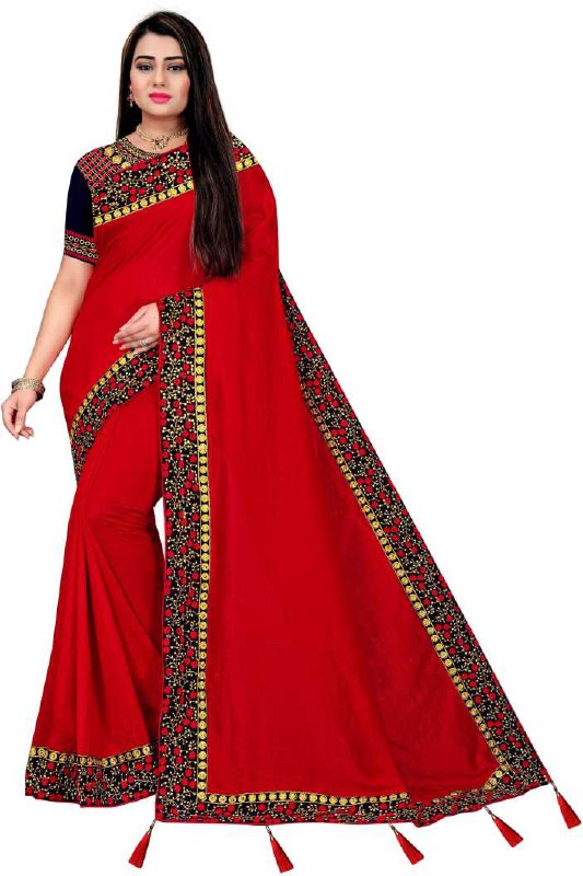 Red Colour Heavy Vichitra Silk Saree Collection.