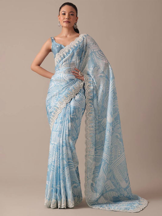 Trendy Designer Premium Soft Pure Georgette Chiffon Saree.