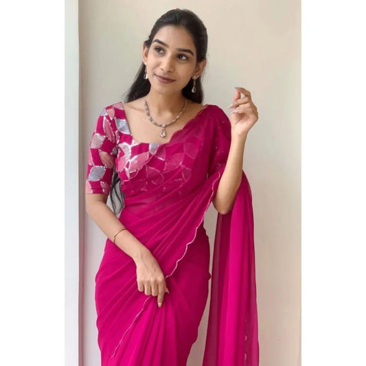 Pretty Dark Pink Premium Georgette Saree Collection.