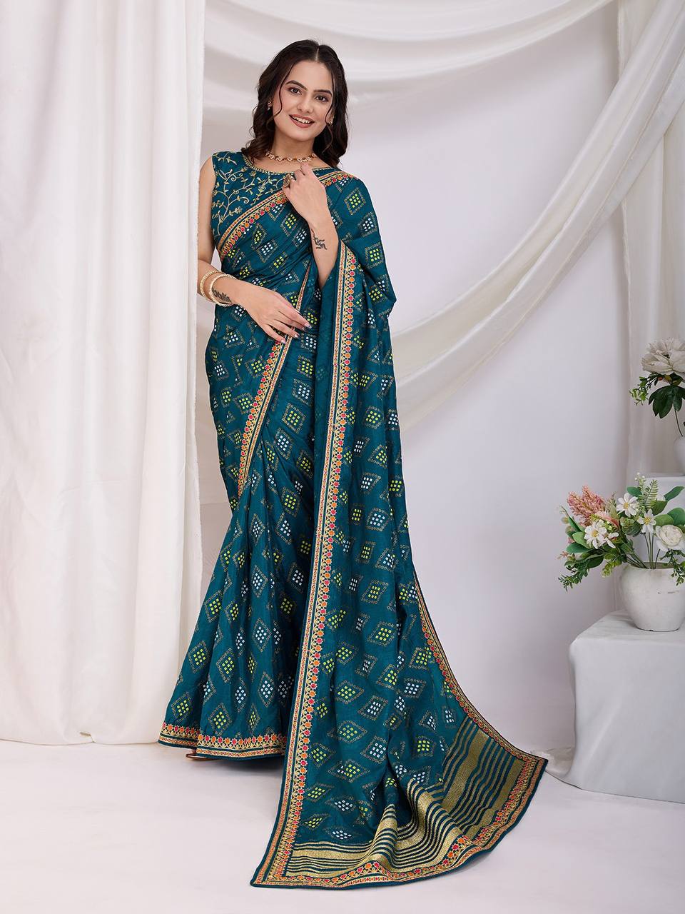 Beautiful Wedding Season Special New Trendy Bandhni Saree Collection.