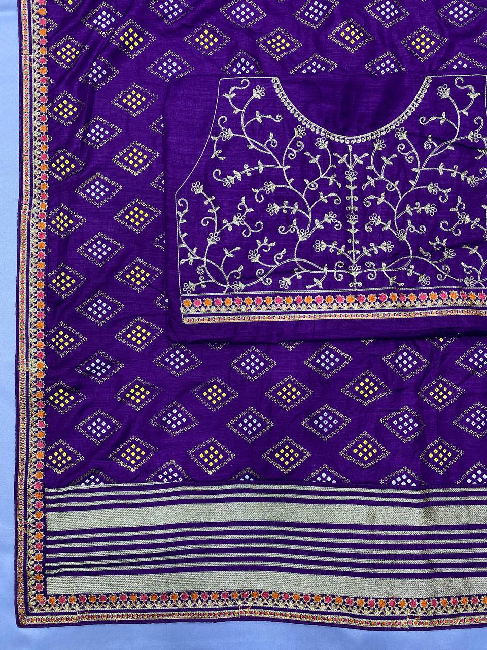 Purple Soft Vichitra Silk Saree Collection.