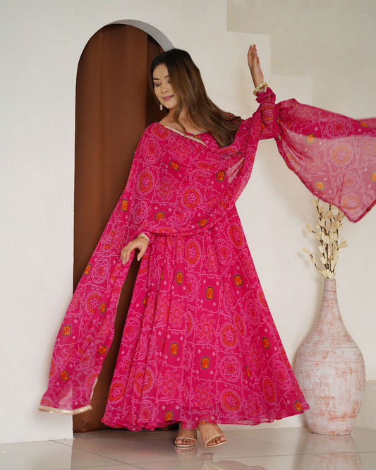 New Designer Traditional Wear Special Bandhni Gown Collection.