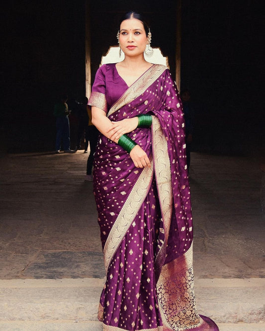 New Design Elegant Look Banarasi Soft Silk Saree.