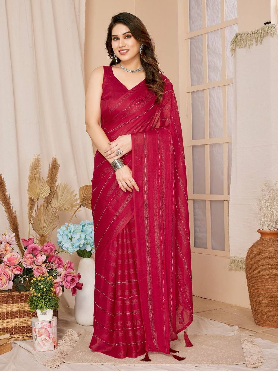 Elegant Casual Wear Special Rimzim Silk Ready To Wear Saree Collection.