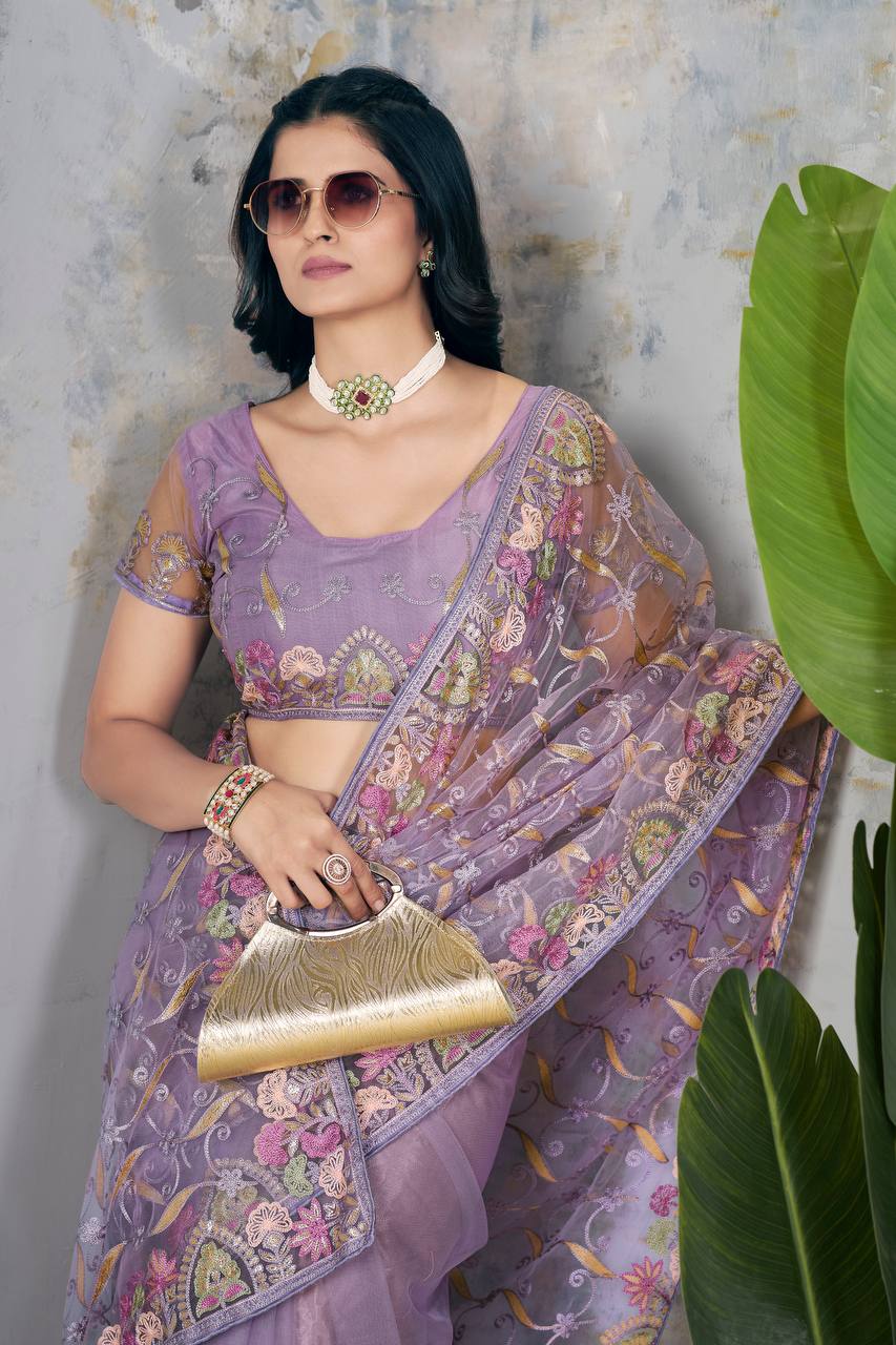 Latest Designer New Butterfly Soft Net Saree Collection.