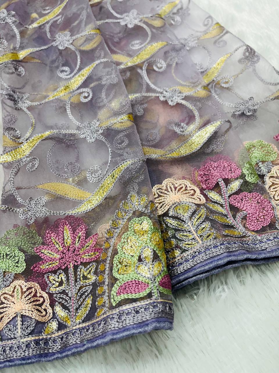 Latest Designer New Butterfly Soft Net Saree Collection.