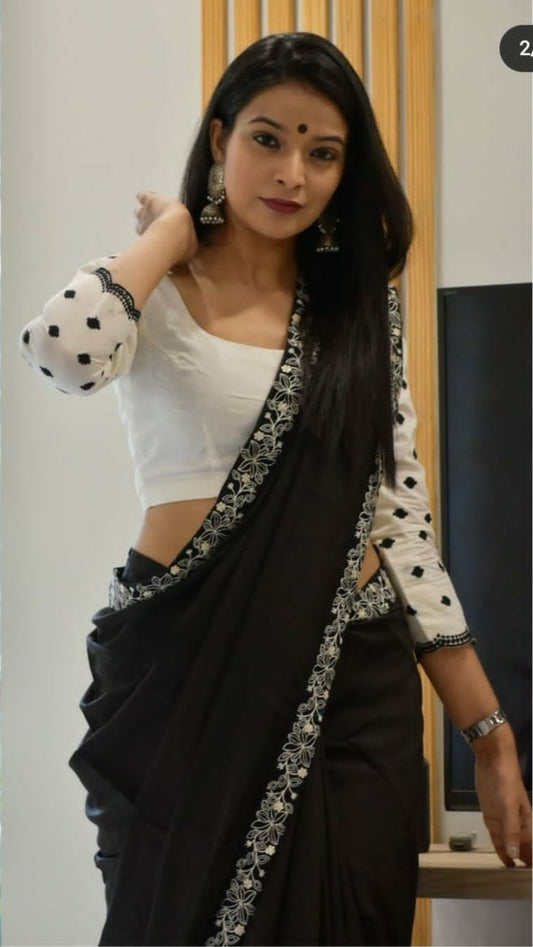 Amazing Designer Black  Premium Soft Rangoli Silk Saree Collection.