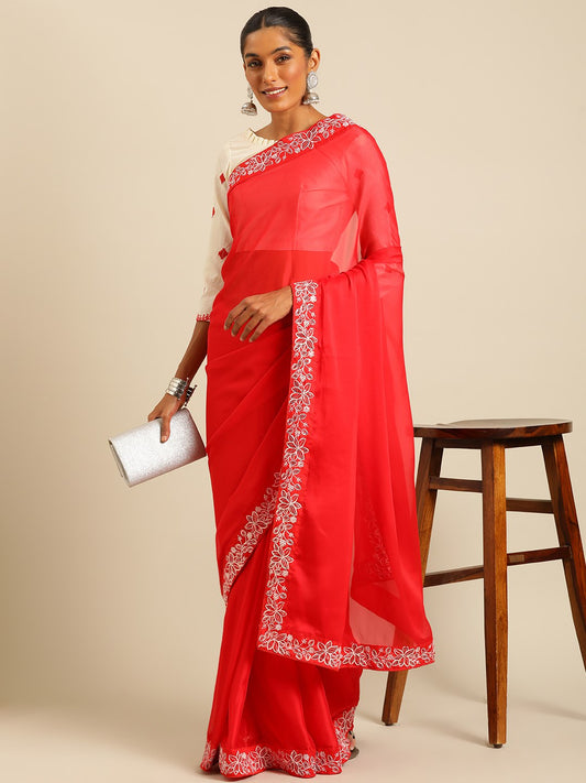 Red Premium Soft Rangoli Silk Saree Collection.