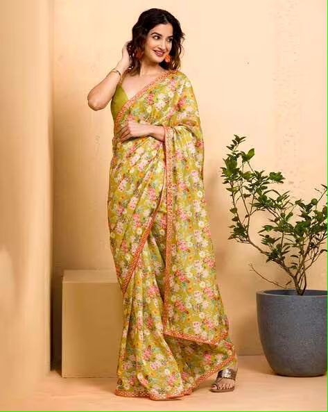 Elegant Casual Function Special Soft Chinon Silk Saree Collection.