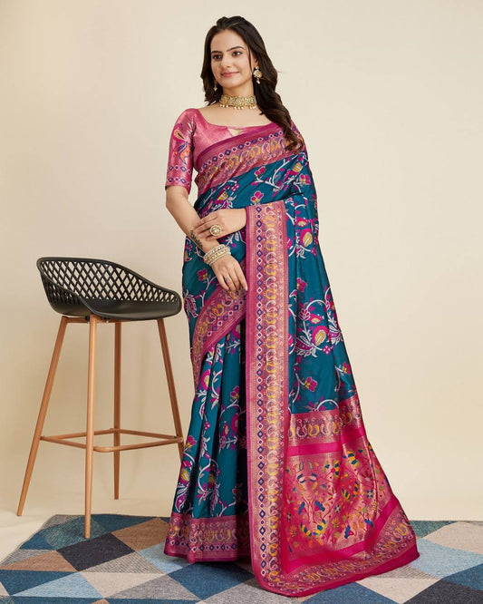 Occasions Wear Special kanjivaram Silk Peocock Color Saree.