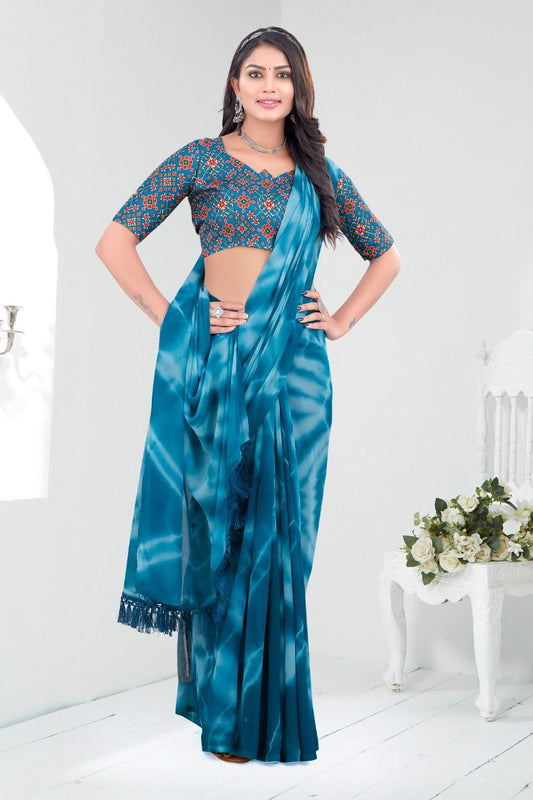 Presenting New Designser Tie & Die Dark Sky Blue Saree.