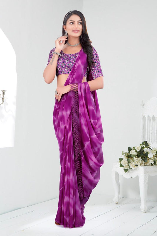 Premium Soft Tie & Die Saree In Beautiful Wine Colour.