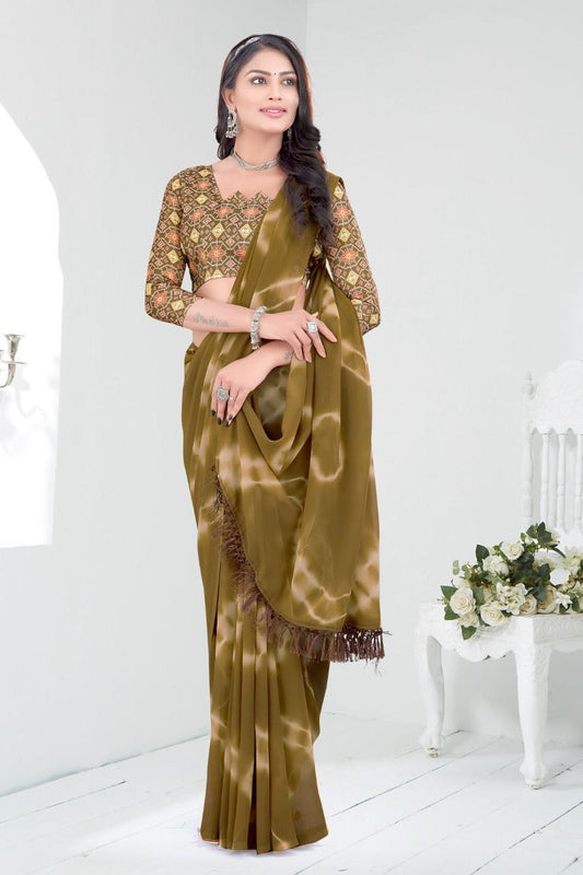 Mahendi Function Special   Tie & Die  Mahendi Color Saree.