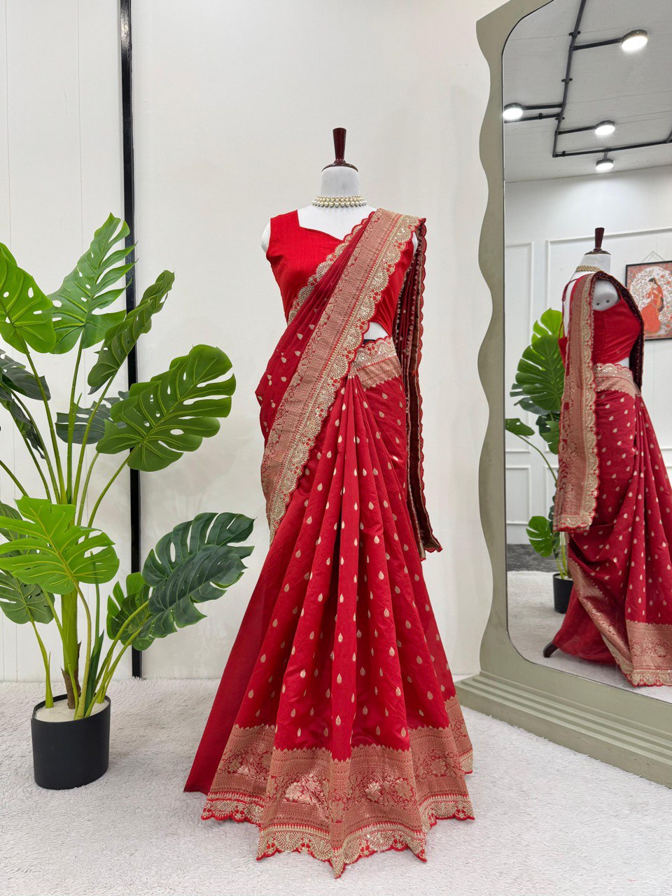 Latest Designer New Kota Silk Red Saree Collection.