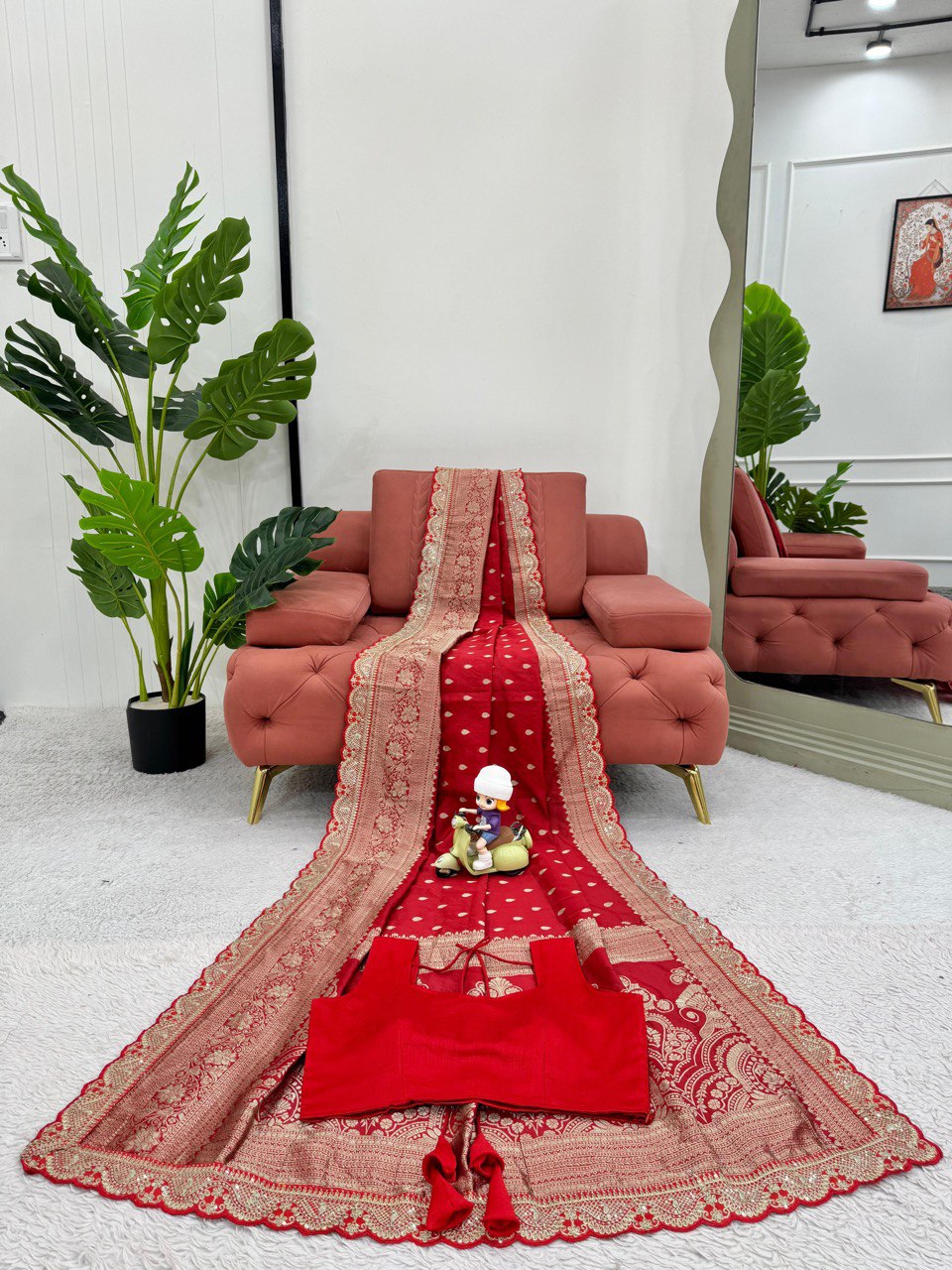 Latest Designer New Kota Silk Red Saree Collection.