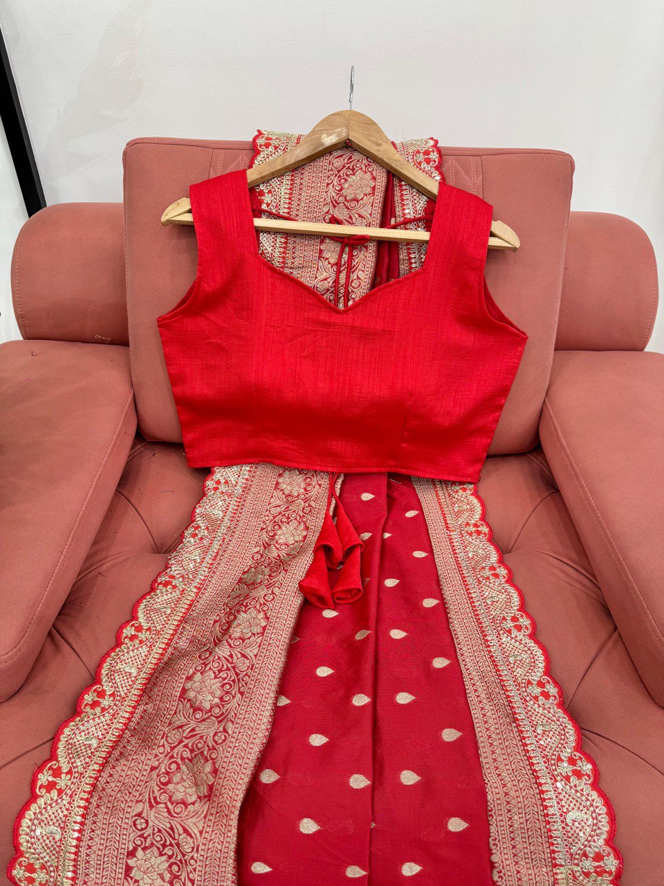 Latest Designer New Kota Silk Red Saree Collection.