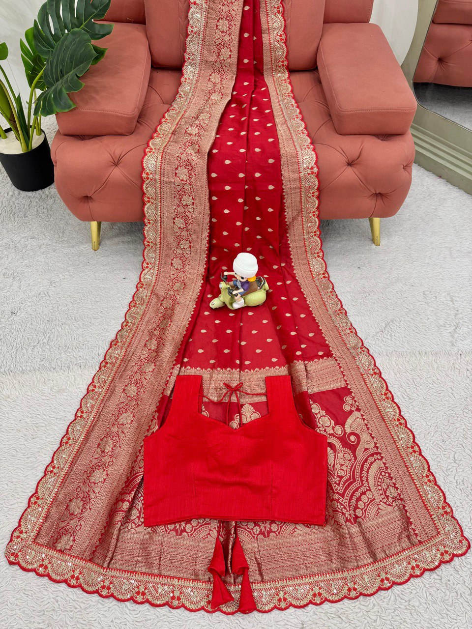 Latest Designer New Kota Silk Red Saree Collection.