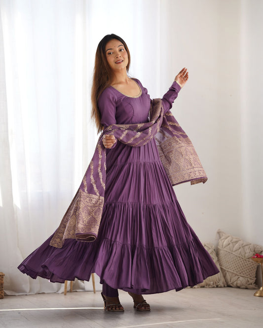 New Designer Mauve Purple Full Flaired Gown Collection.