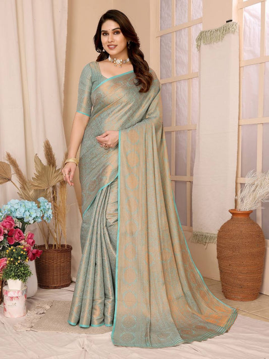Party Wear Designer Kanjivaram Silk Saree.