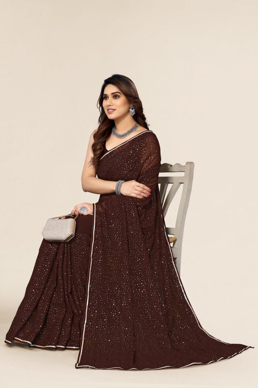 Preety Look Part Wear Special Coffee Color Saree.