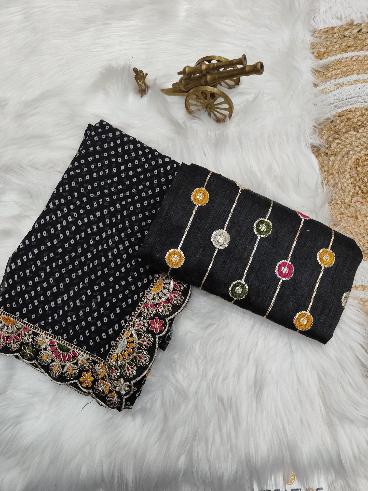 Black Soft Georgette Bandhni Saree Collection.