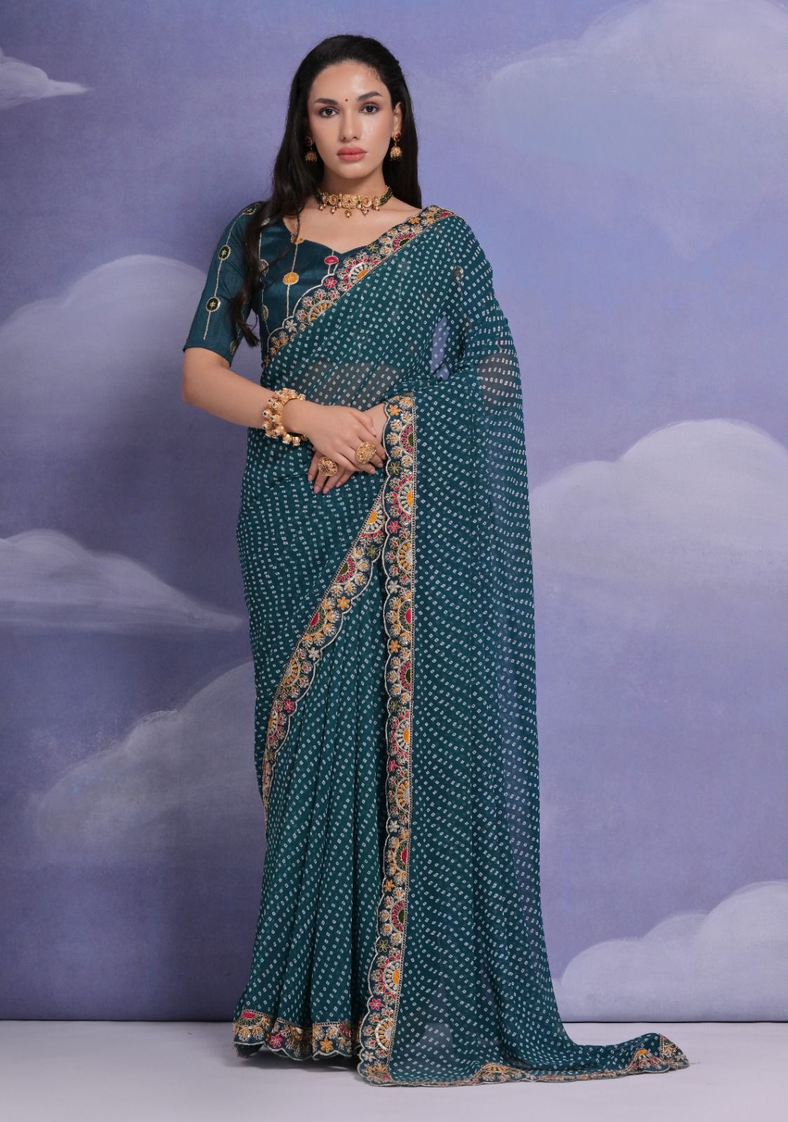 Rakhi Festive Special Soft Georgette Bandhni Saree Collection.
