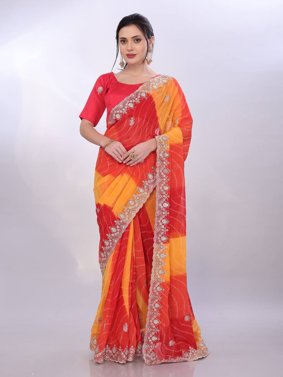 Latest Trendy Premium Bandhani Printed Saree.
