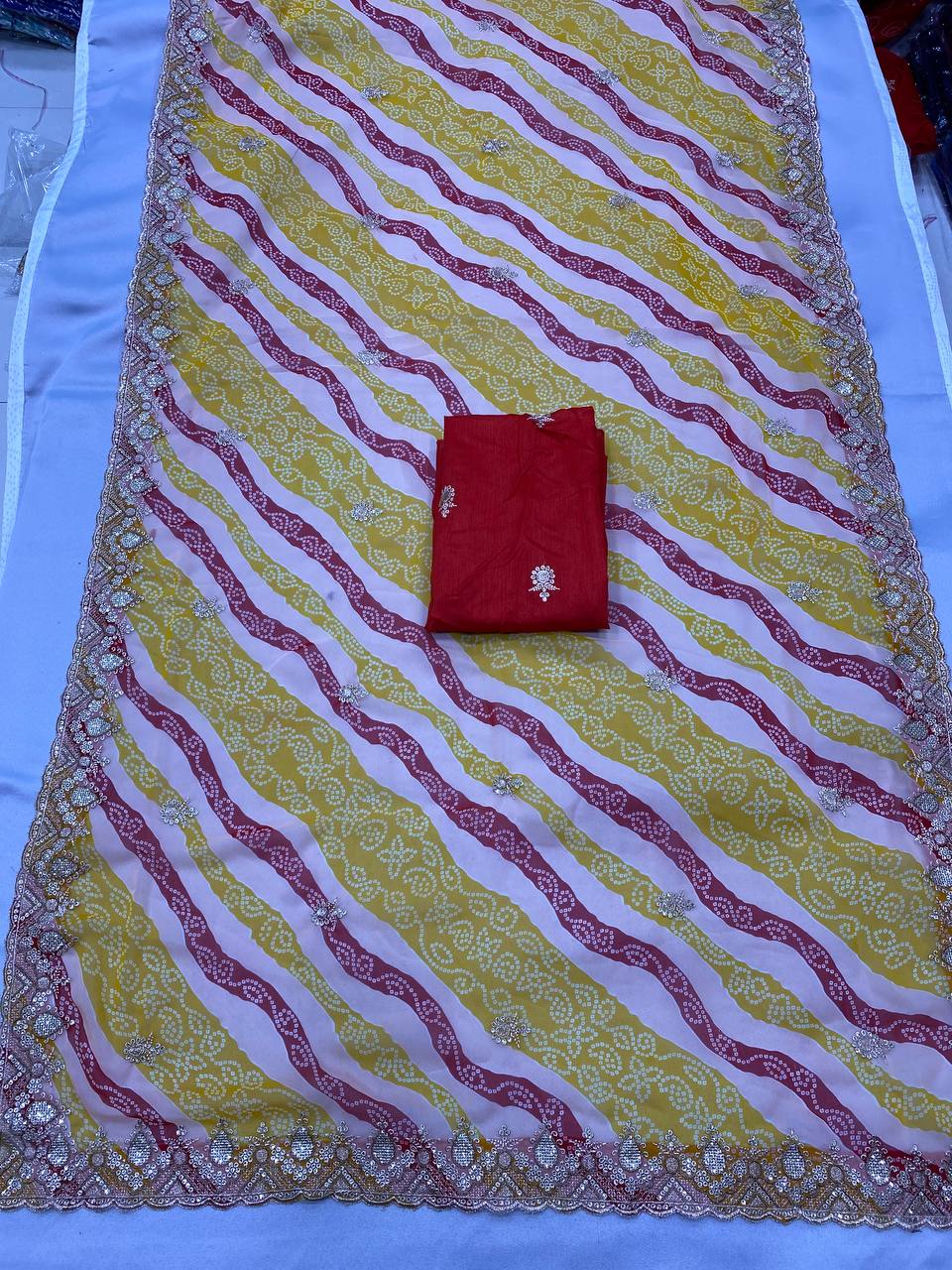 Latest Trendy Leriya Bandhani Printed Saree Collection.