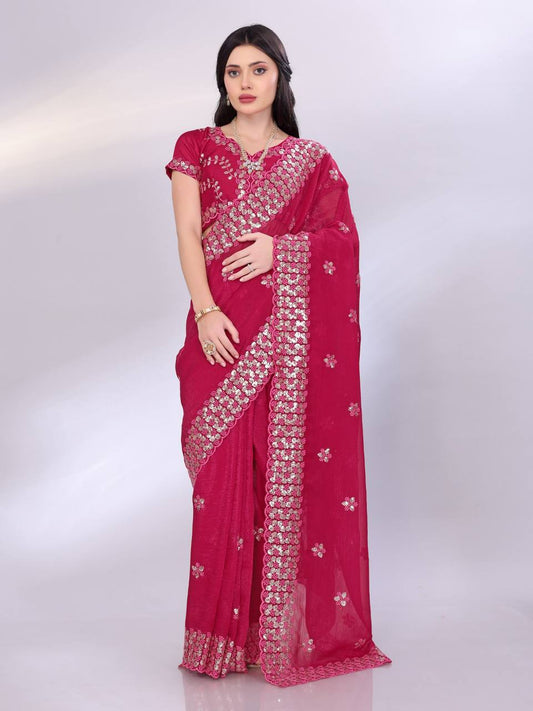 Pretty Pink Designer Gold Tussar Saree Collection.