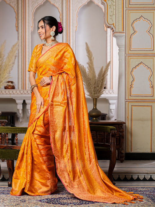 Haldi Functions Special Organza Saree Collection.