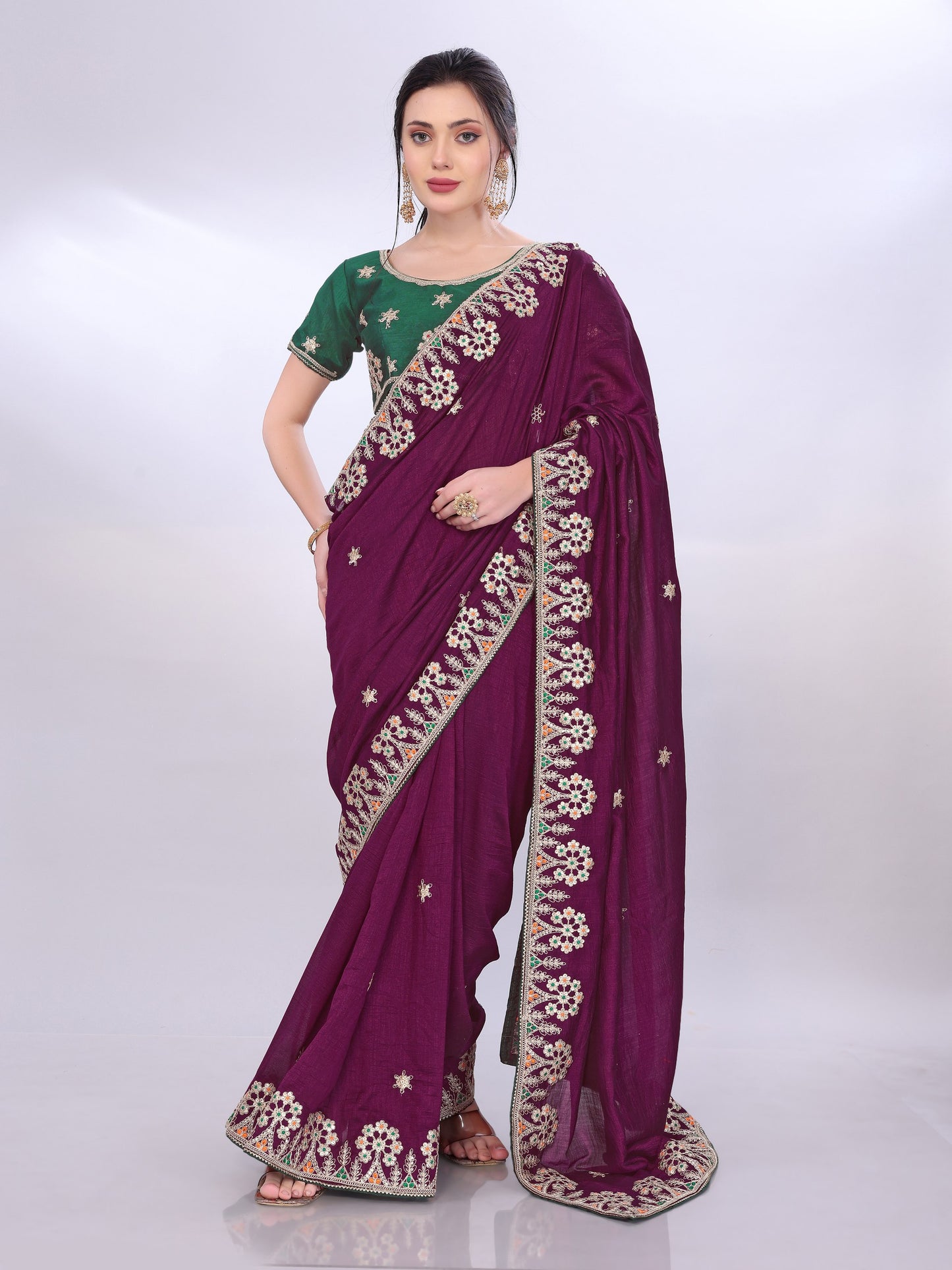 Most Pretty Two Tone Soft Silk Designer Saree.