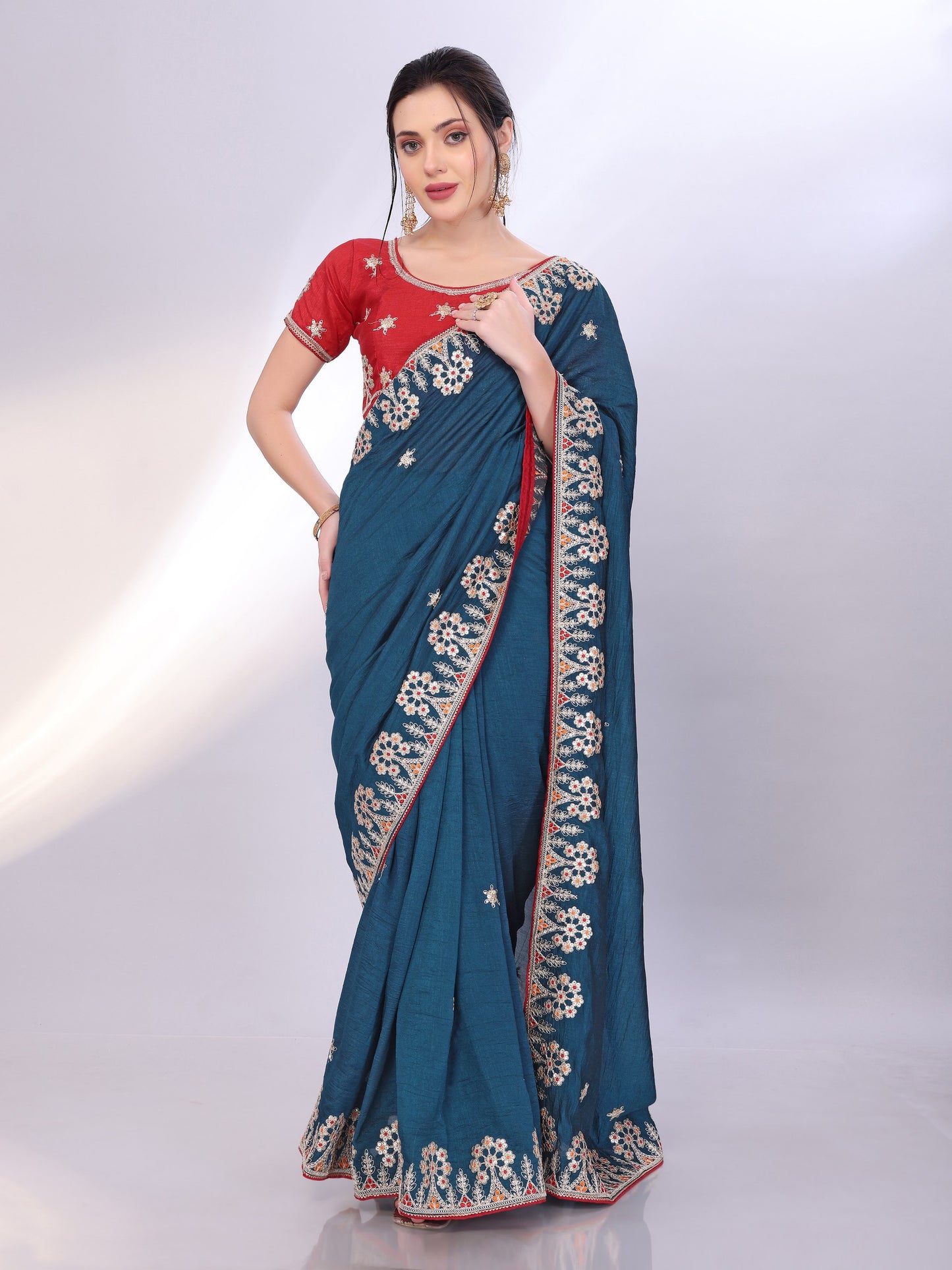 Blue Colour Wedding Wear Special New Trendy Saree Collection.
