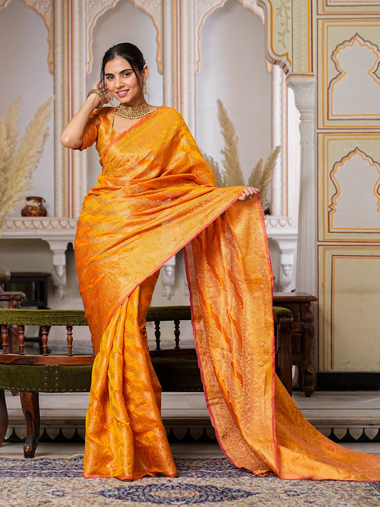 Haldi Ceremony Function Special Designer Pure Organza Saree.