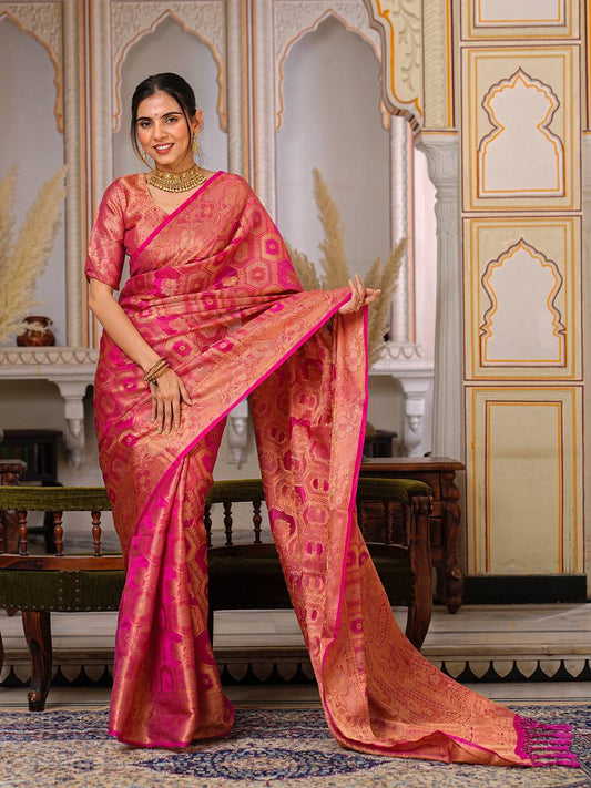Pink Colour Royal Look Beautiful Saree Collection.