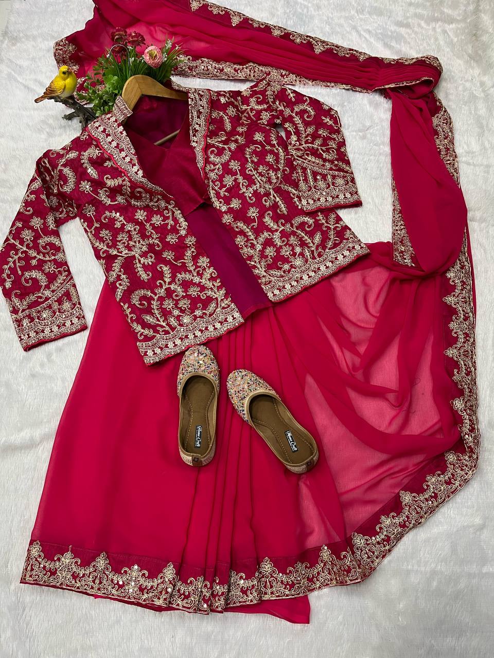 Beautiful Designer Pink Ready To Wear Saree Collection.