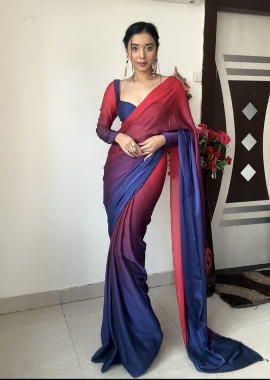1 - Min Ready To Wear Rangoli Saree With Unstitched Blouse.