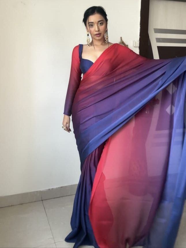 1 - Min Ready To Wear Rangoli Saree With Unstitched Blouse.