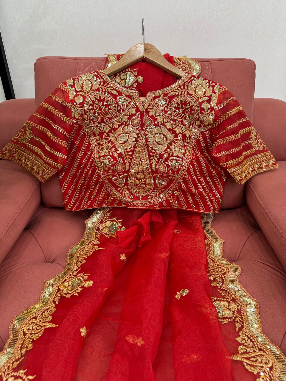 Latest Designer Pretty Red Organza Silk Saree Collection.